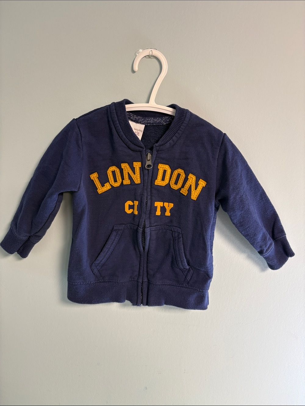 Zara Baby London City Navy Blue Zip Up Sweatshirt, Baby Boy Size 12months